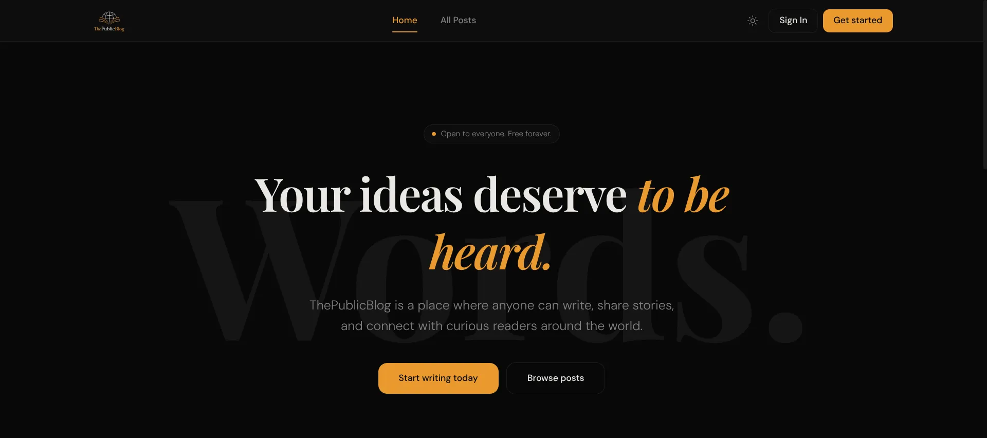 The Public Blog Screenshot